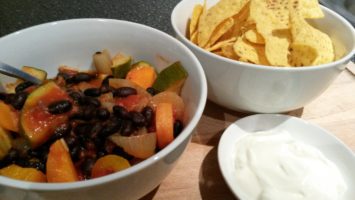 ratatouille as base for black bean chilli