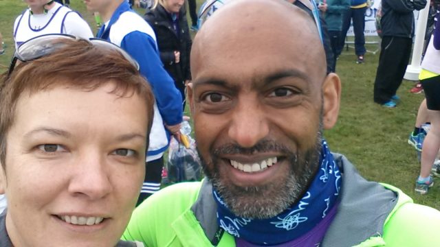 Meeting fellow runner Rohan at the start was one of my highlights. Here we are smiling into the camera at Blackheath.