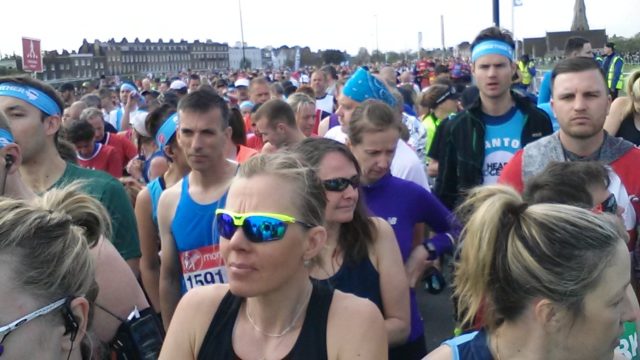 At the startline of the London Marathon - it's almost silent and you can feel the tension in the air.