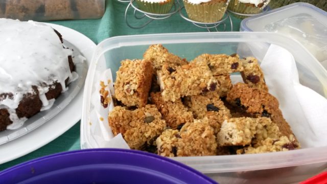 Fruity flapjacks at picnic