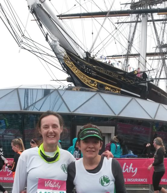 With fellow runner from running club, having just finished and standing in front of the Cutty Sark