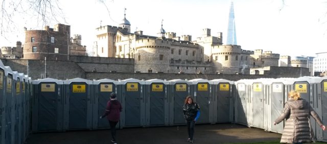 Portaloos in front of the Tower of London