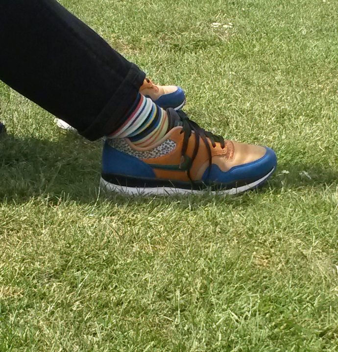 Day 54 of lockdown. Met up with a friend. Photo of her funky trainers.