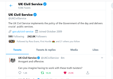 Screen grab form UK Civil Service Twitter feed