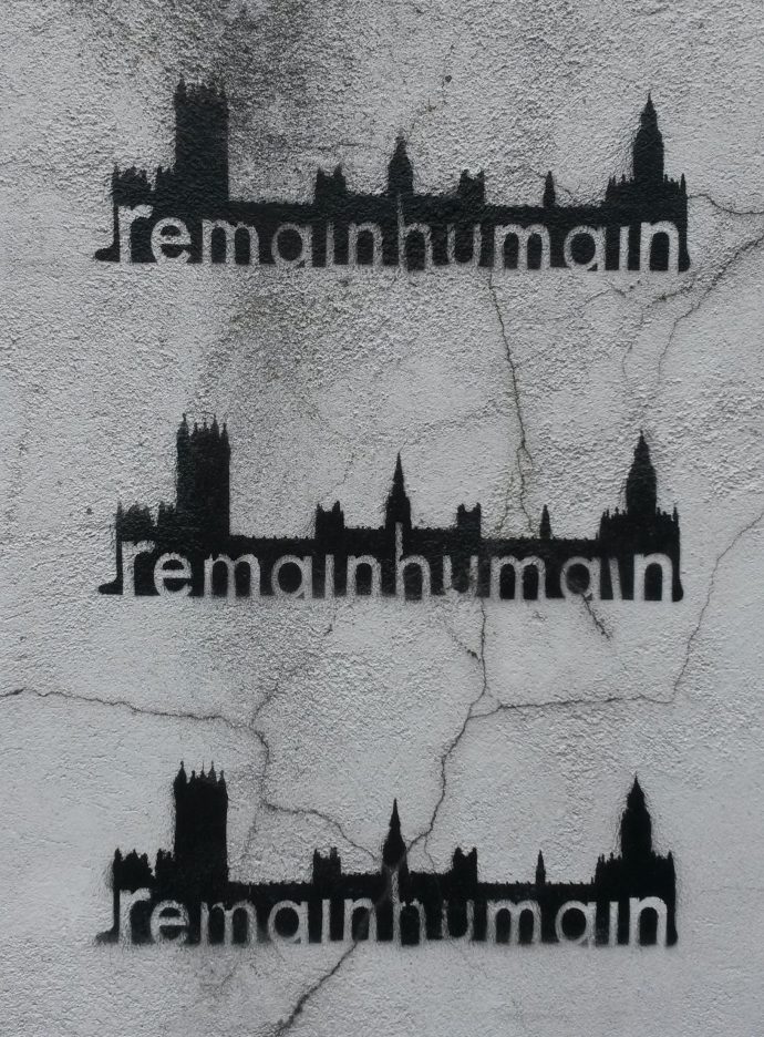 Day 88 of lockdown - stencil graffiti - remain human